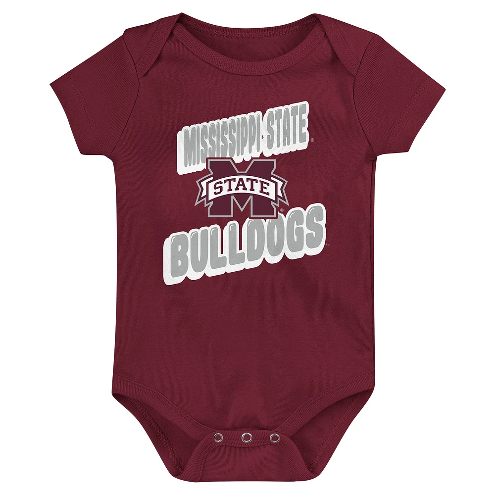 Newborn Maroon Mississippi State Bulldogs Sunday Comics 3-Pack Bodysuit Set