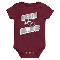 Newborn Maroon Mississippi State Bulldogs Sunday Comics 3-Pack Bodysuit Set