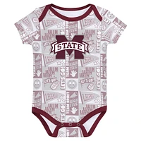 Newborn Maroon Mississippi State Bulldogs Sunday Comics 3-Pack Bodysuit Set