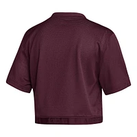 Women's adidas Red Mississippi State Bulldogs Primegreen V-Neck Cropped Jersey