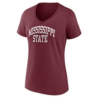 Women's Fanatics Maroon Mississippi State Bulldogs Basic Arch V-Neck T-Shirt