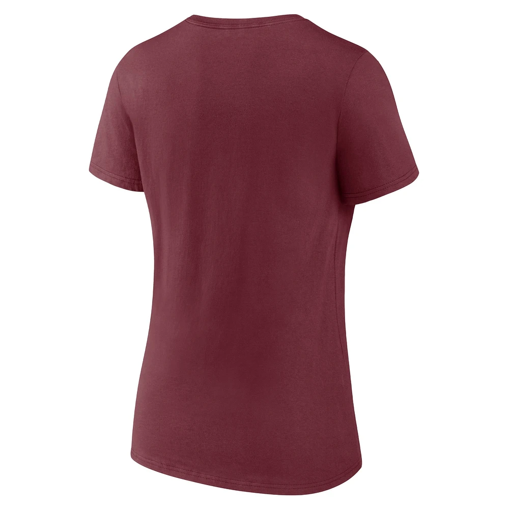 Women's Fanatics Maroon Mississippi State Bulldogs Basic Arch V-Neck T-Shirt
