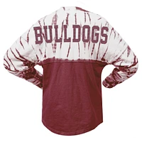 Women's Maroon Mississippi State Bulldogs Tie-Dye Long Sleeve Jersey T-Shirt