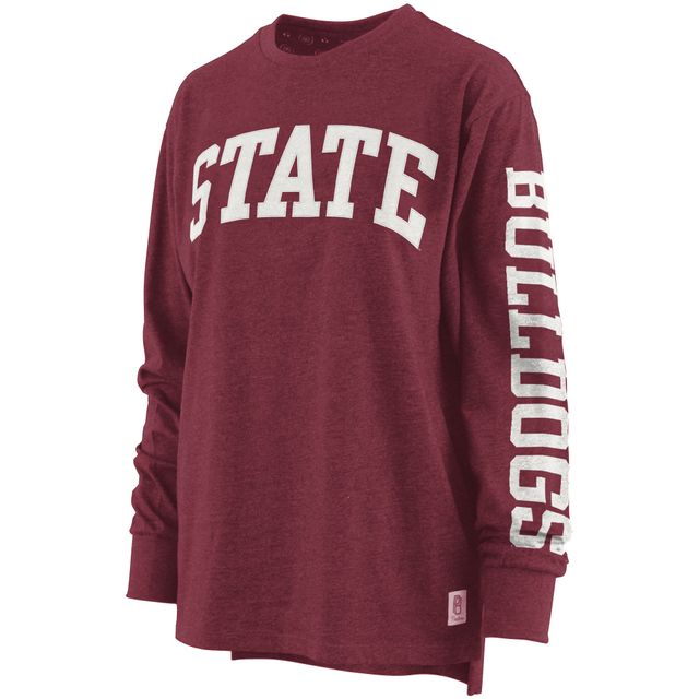 T-shirt à manches longues Pressbox Mississippi State Bulldogs pour femme, bordeaux