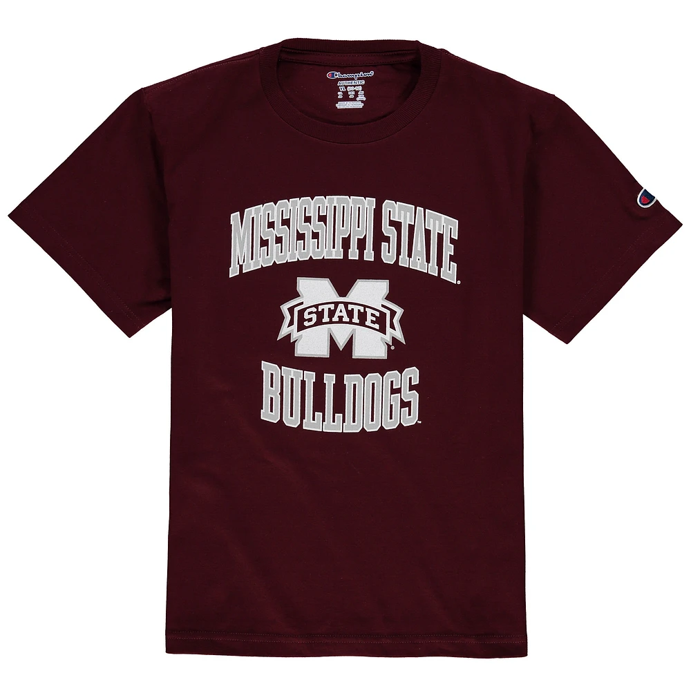 T-shirt en jersey de l'équipe cercle des Bulldogs l'État du Mississippi, champion la jeunesse, bordeaux