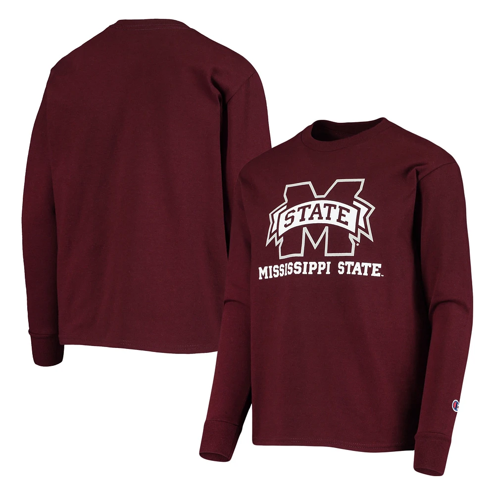 T-shirt à manches longues Champion de la jeunesse des Bulldogs l'État du Mississippi bordeaux