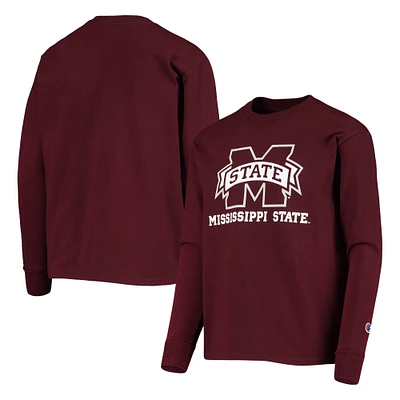 T-shirt à manches longues Champion de la jeunesse des Bulldogs l'État du Mississippi bordeaux