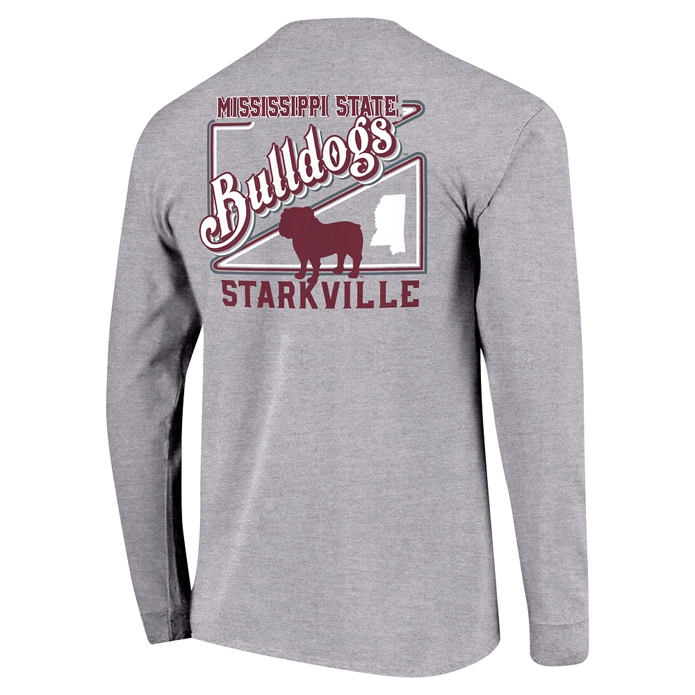 Youth Gray Mississippi State Bulldogs Retro Script Long Sleeve T-Shirt