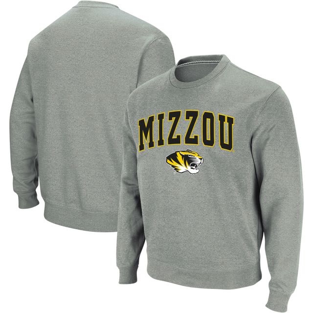 Sweat-shirt Colosseum Heather Grey Missouri Tigers à col rond et logo pour homme