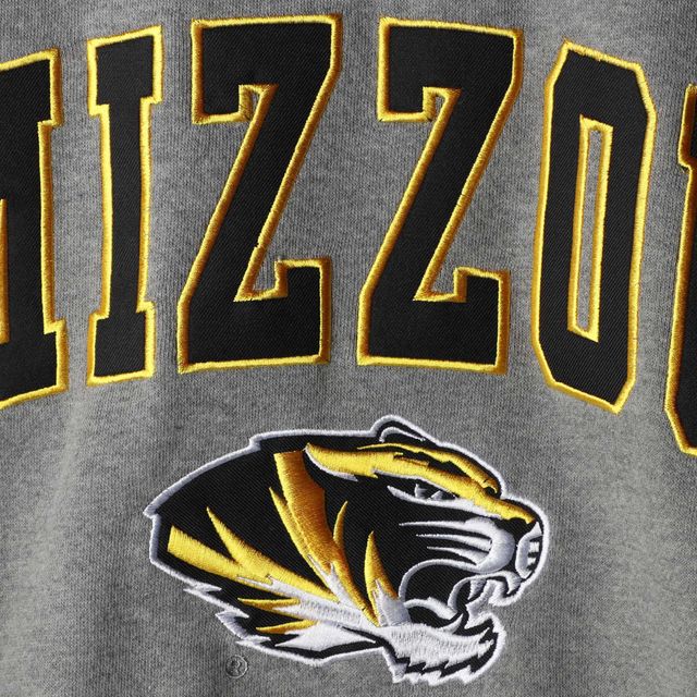 Sweat-shirt Colosseum Heather Grey Missouri Tigers à col rond et logo pour homme