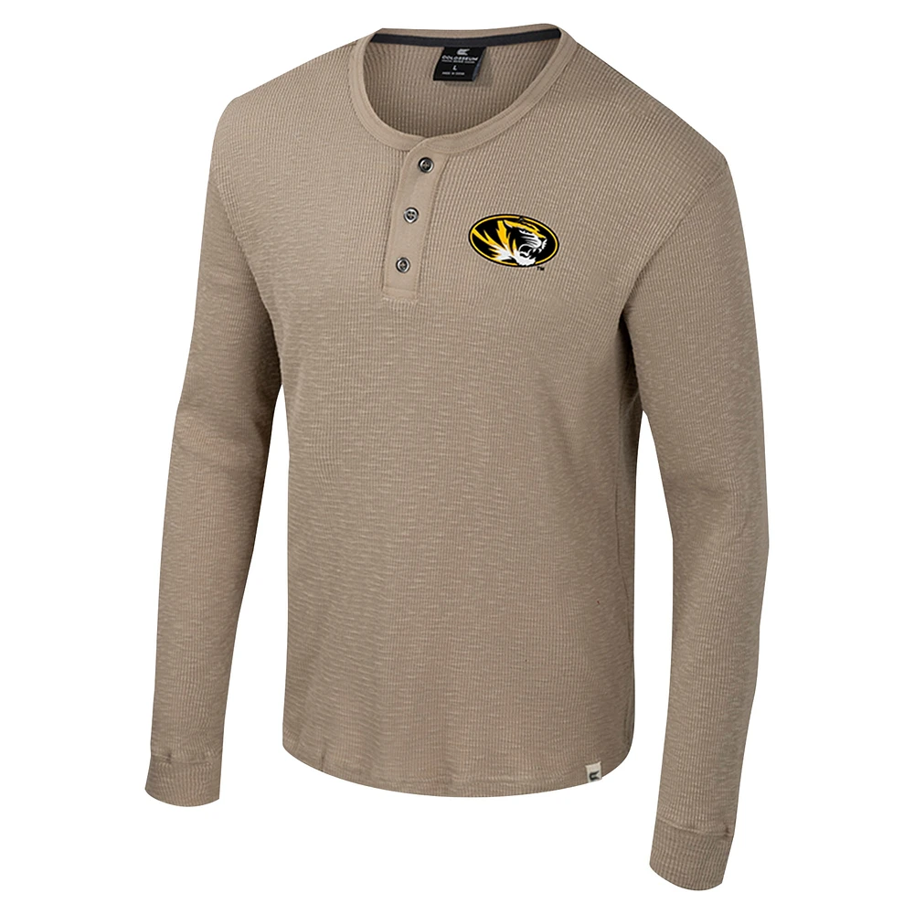 Chemise Henley à manches longues Great Outdoors pour homme Colosseum Tan Missouri Tigers