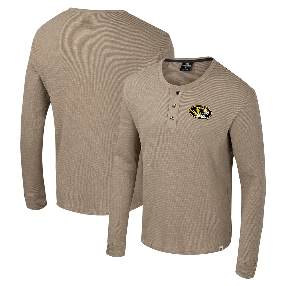 Chemise Henley à manches longues Great Outdoors pour homme Colosseum Tan Missouri Tigers