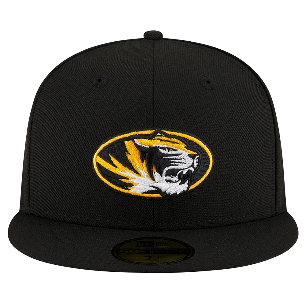 Casquette ajustée 59FIFTY noire Missouri Tigers New Era pour hommes