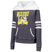 Women's Charcoal Missouri Tigers Blitz Striped Blocked Raglan Pullover Hoodie