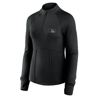 Women's Fanatics Black MLB Merchandise Elements Raglan Tri-Blend Quarter-Zip Top