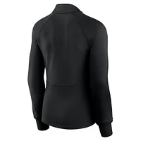 Women's Fanatics Black MLB Merchandise Elements Raglan Tri-Blend Quarter-Zip Top