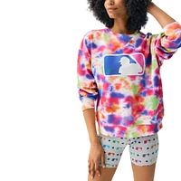 Women's Terez MLB Batterman Neon Tie-Dye Pullover Sweatshirt