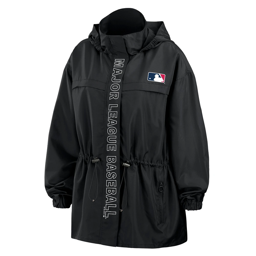 Women's WEAR by Erin Andrews Black MLB Merchandise Full-Zip Windbreaker Hoodie Jacket