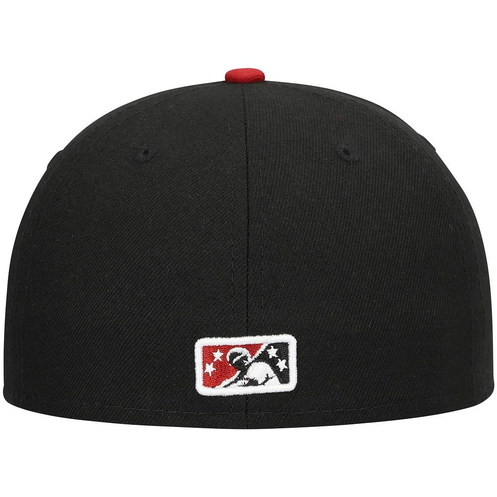 Men's New Era Black Modesto Nuts Authentic Collection Team Home 59FIFTY Fitted Hat
