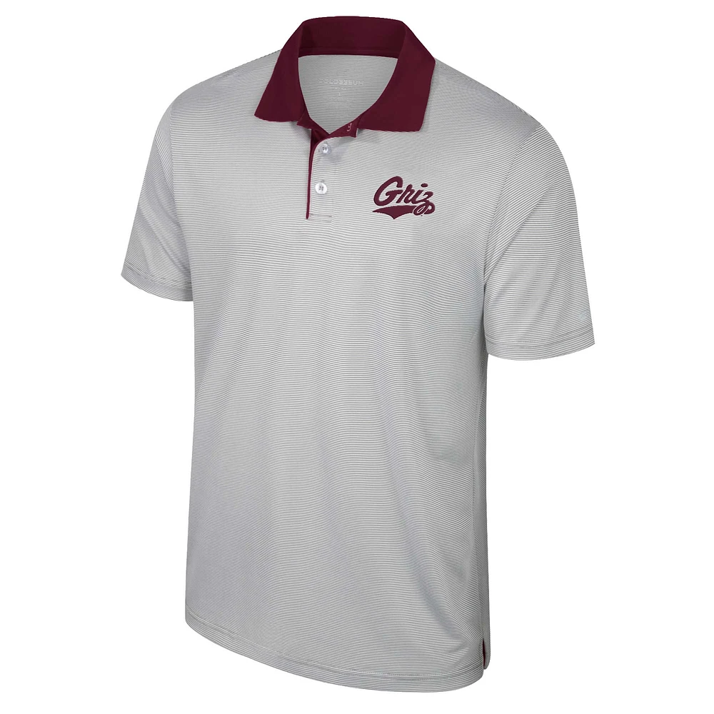 Men's Colosseum Gray Montana Grizzlies Tuck Striped Polo