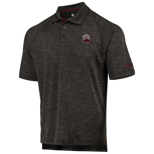 Colosseum Heathered Black Montana Grizzlies Down Swing Polo raglan pour homme
