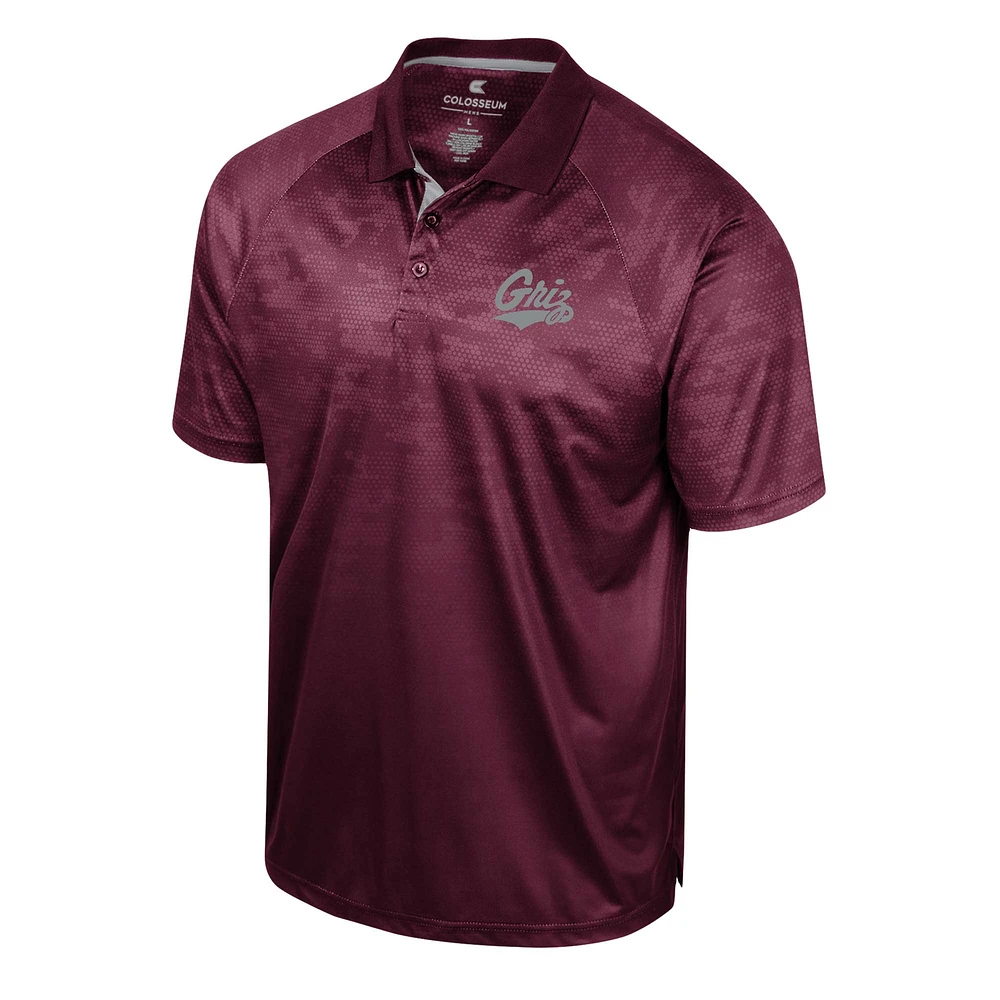 Men's Colosseum Maroon Montana Grizzlies Honeycomb Raglan Polo