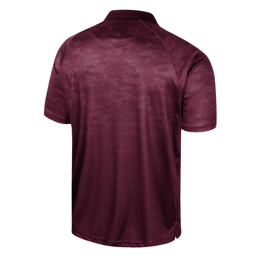Men's Colosseum Maroon Montana Grizzlies Honeycomb Raglan Polo