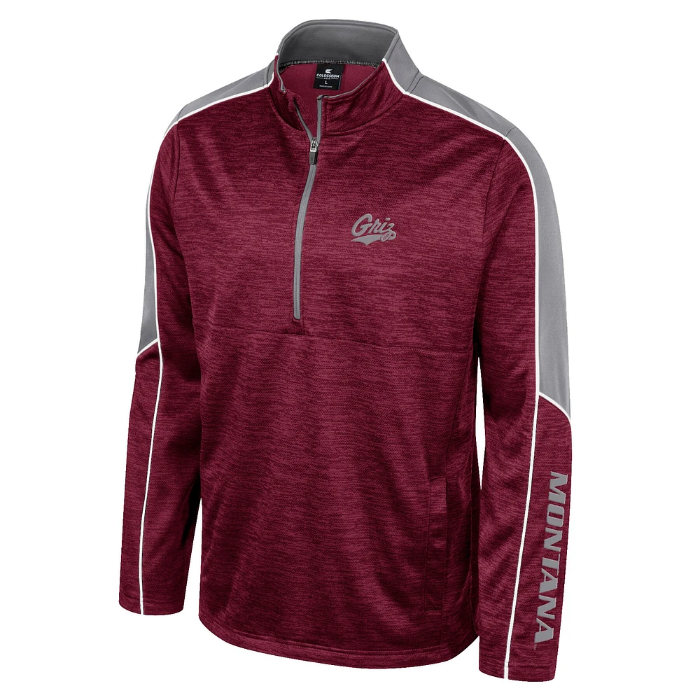 Men's Colosseum Maroon Montana Grizzlies Marled Half-Zip Jacket