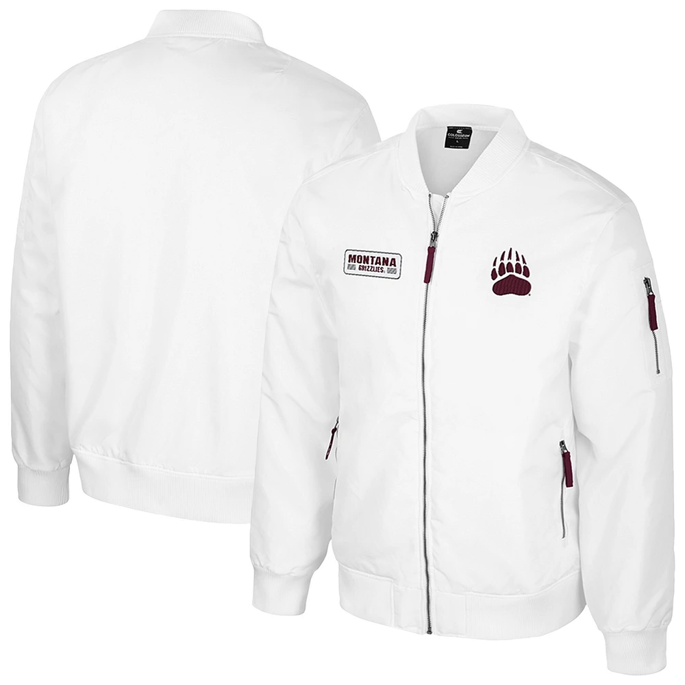 Men's Colosseum Montana Grizzlies White Rabbit Full-Zip Bomber Jacket