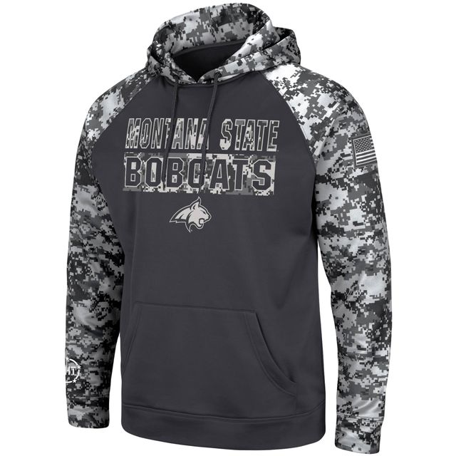 Sweat à capuche Colosseum Charcoal Montana State Bobcats OHT Military Appreciation Digital Camo pour homme
