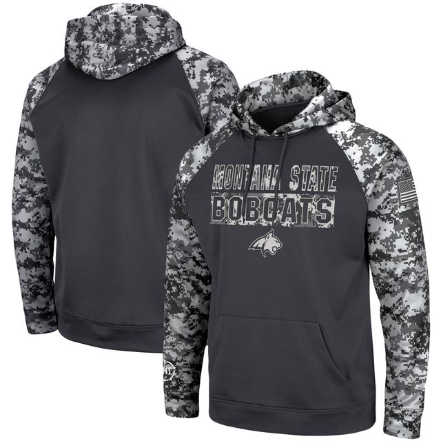 Sweat à capuche Colosseum Charcoal Montana State Bobcats OHT Military Appreciation Digital Camo pour homme