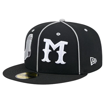 Casquette ajustée 59FIFTY New Era Black Montgomery Biscuits pour hommes, thème Night Grey Sox