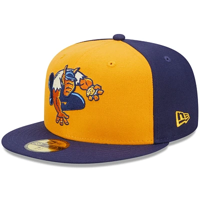 Casquette ajustée 59FIFTY Montgomery Biscuits Marvel x Minor League New Era pour homme, or/bleu marine