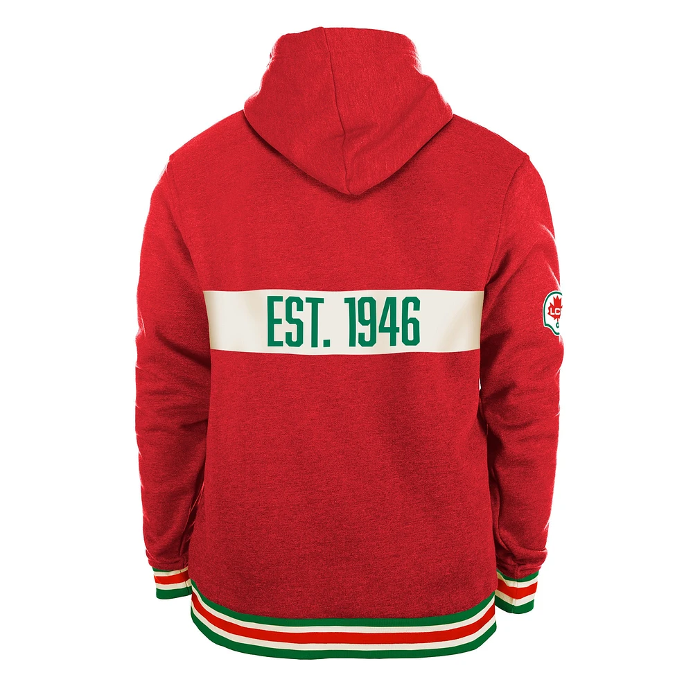 Men's New Era Red Montreal Alouettes Turf Traditions Pullover Hoodie