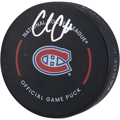 Rondelle de match officielle autographiée par Cole Caufield des Canadiens de Montréal