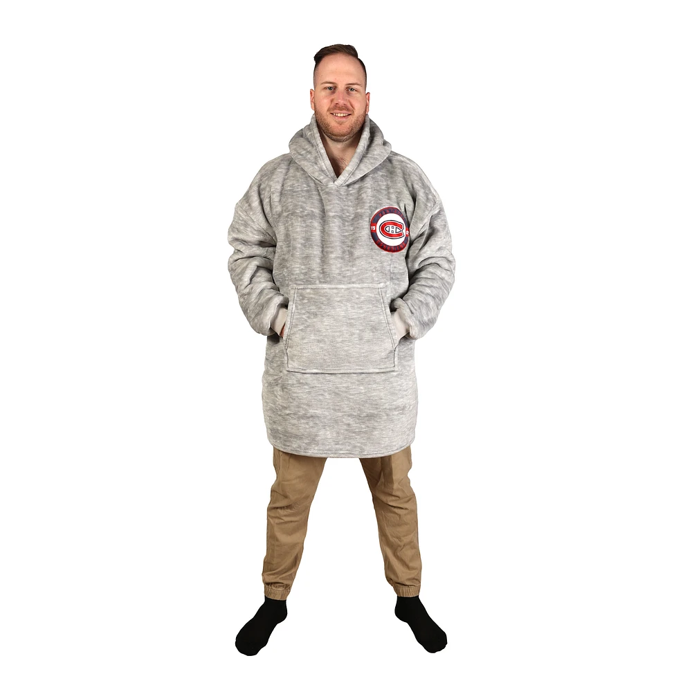 Gray Montreal Canadiens Game Time Hoodie Blanket