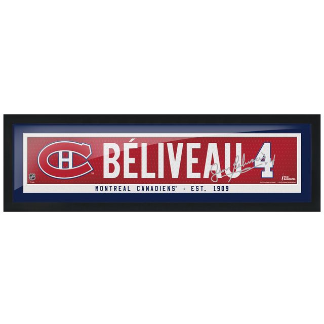 Jean Béliveau Canadiens de Montréal 6'' x 22'' Réplique encadrée Autographe Nom des anciens - Bar