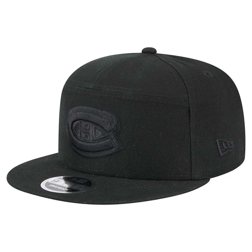 Men's New Era Black Montreal Canadiens Canvas 9FIFTY Snapback Hat