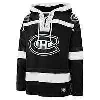 Men's '47 Black Montreal Canadiens Ice Lace-Up Pullover Hoodie