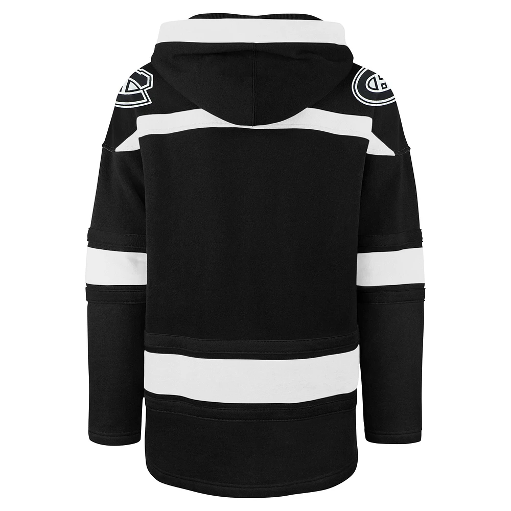 Men's '47 Black Montreal Canadiens Ice Lace-Up Pullover Hoodie