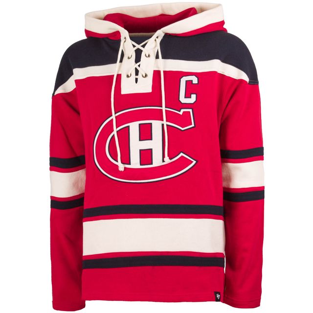 Chandail à capuchon '47 Jean Béliveau pour hommes Canadiens de Montréal Lacer Player Name & Number rouge