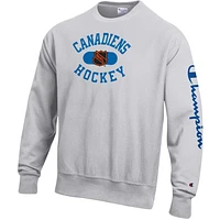 Men's Champion Heathered Gray Montreal Canadiens - Reverse Weave Pullover Sweatshirt