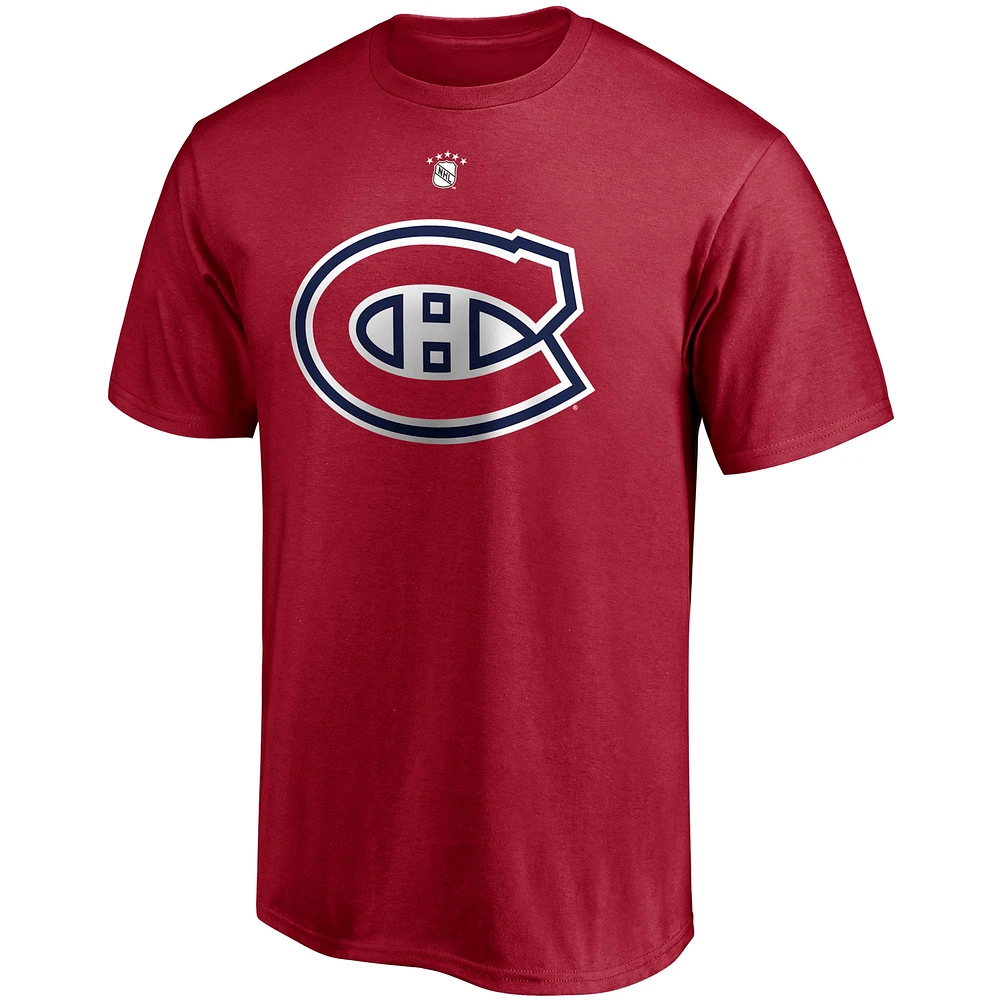 Men's Fanatics Bernie Geoffrion Red Montreal Canadiens Authentic Stack Retired Player Name & Number - T-Shirt