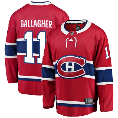 Fanatics pour hommes Brendan Gallagher Rouge Maillot de joueur échappé des Canadiens Montréal