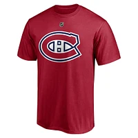 Men's Fanatics Cole Caufield Red Montreal Canadiens Authentic Stack Name & Number T-Shirt