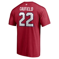 Men's Fanatics Cole Caufield Red Montreal Canadiens Authentic Stack Name & Number T-Shirt