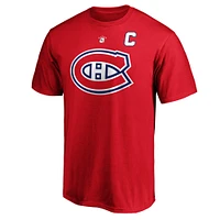 Men's Fanatics Jean Beliveau Red Montreal Canadiens Authentic Stack Retired Player Name & Number - T-Shirt