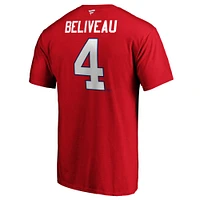 Men's Fanatics Jean Beliveau Red Montreal Canadiens Authentic Stack Retired Player Name & Number - T-Shirt