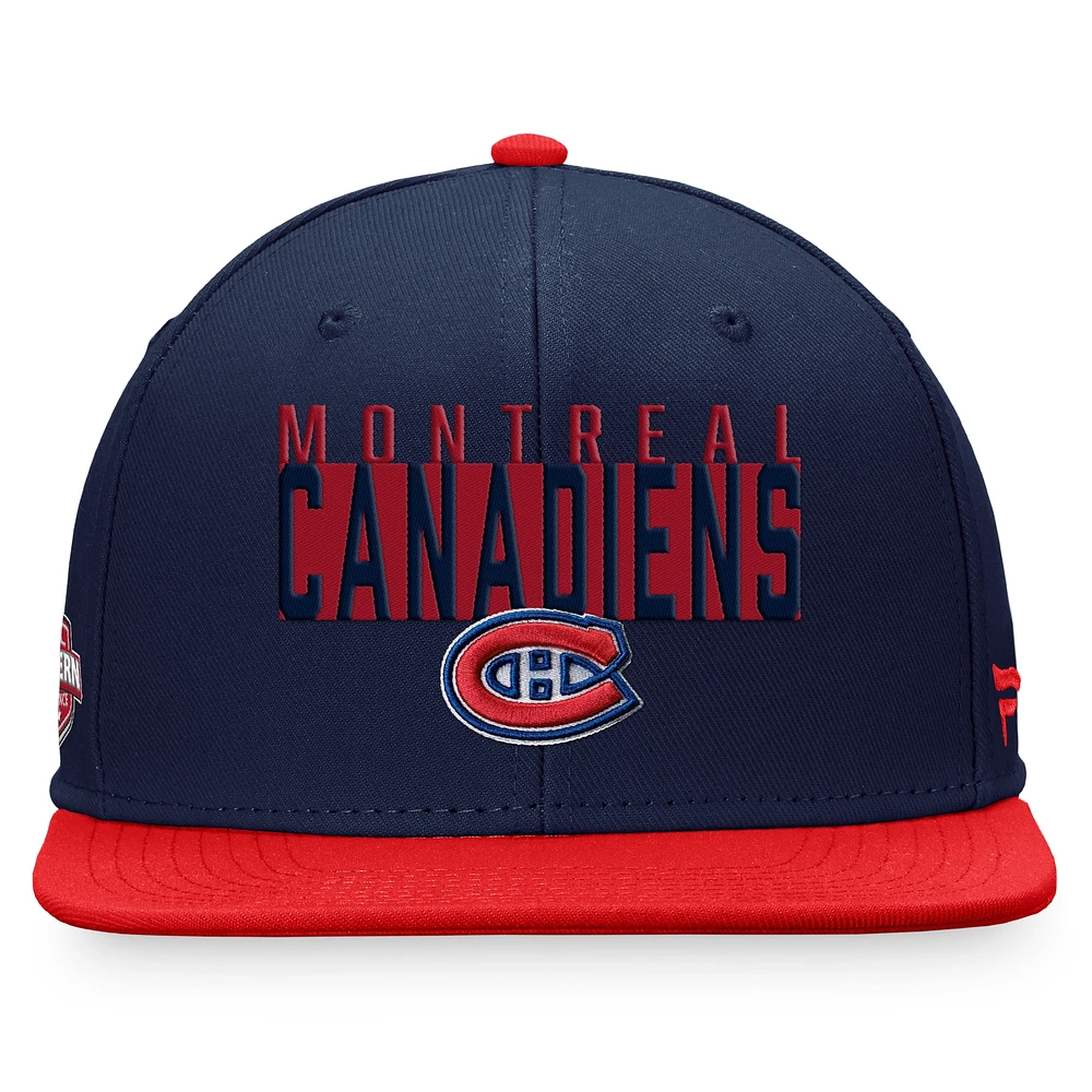 Men's Fanatics Navy/Red Montreal Canadiens Fundamental Colorblocked Snapback Hat