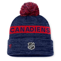 Men's Fanatics Navy Montreal Canadiens Authentic Pro Rink Cuffed Knit Hat with Pom
